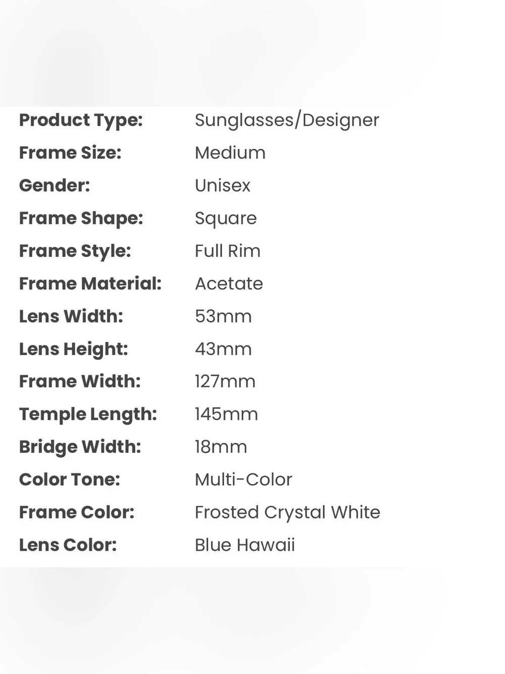 Maui Jim Tail Slide Frosted Crystal/Hawaii Blue Lens Unisex Sunglasses
